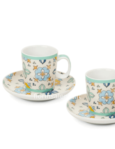Set 2 Tazze Caffè con Piattini Majorica Turchese