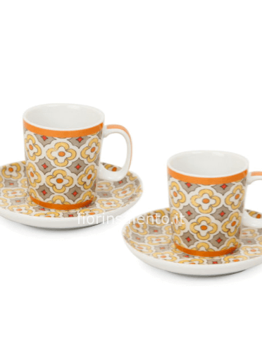 Set 2 Tazze Caffè con piattini Majorica Senape