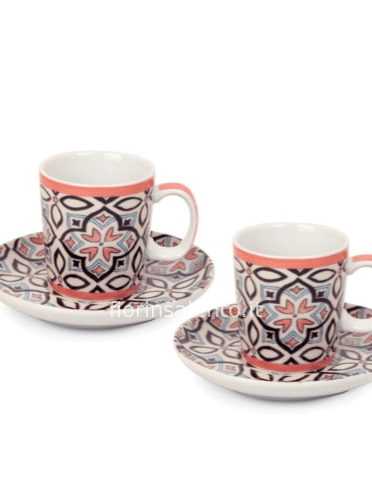 Set 2 Tazze Caffè con Piattini Majorica Corallo