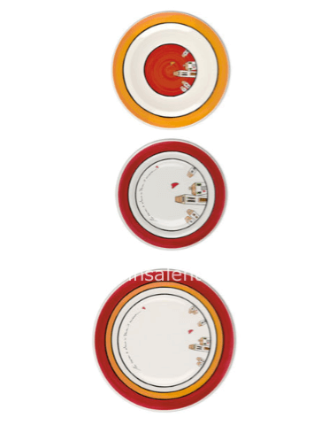 Set 3 piatti Le Casette Rosso