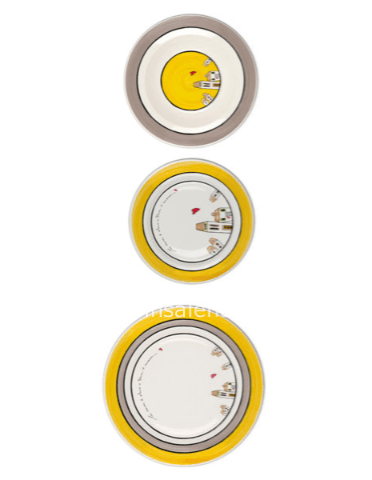 Set 3 piatti Le Casette Giallo