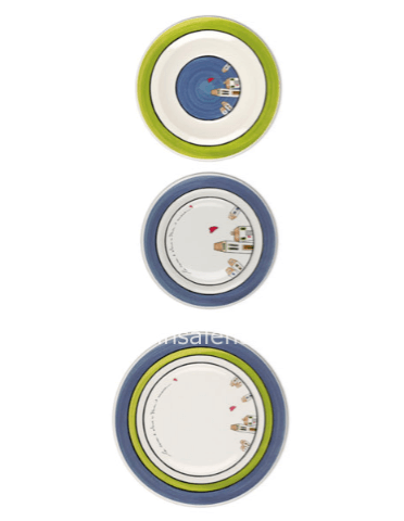 Set 3 Piatti Le Casette Blu