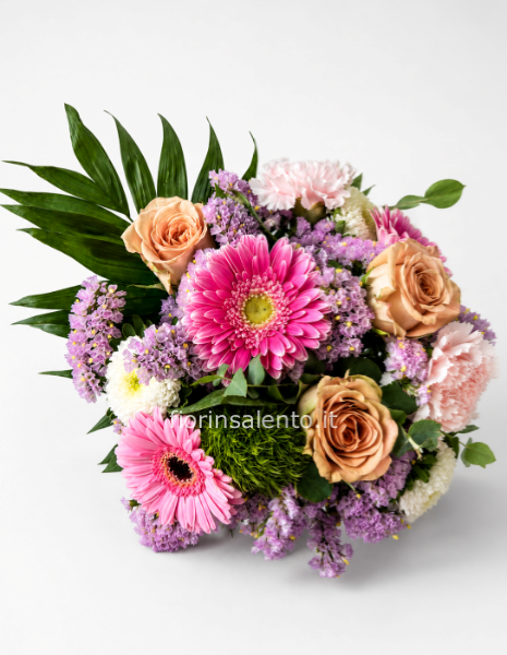 Bouquet rosa, pesca e lilla